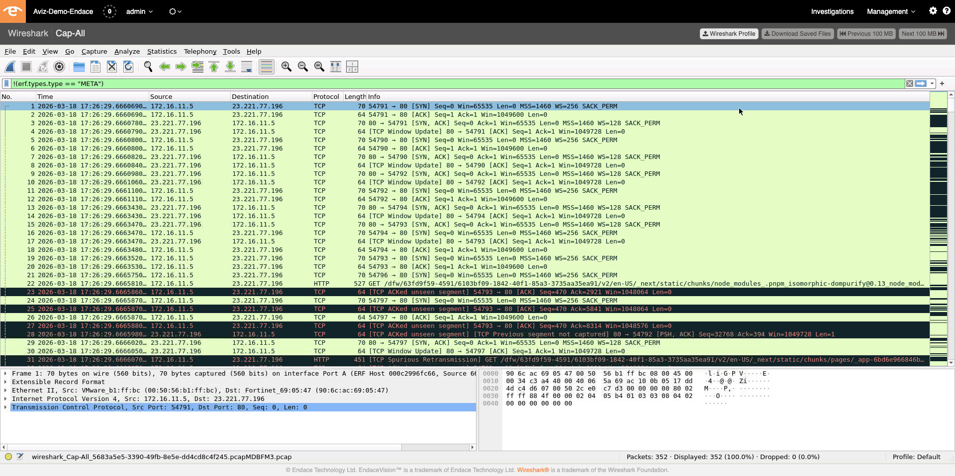 Aviz Deep Network Observability packet-level forensic evidence via Endace Always-On Packet Capture